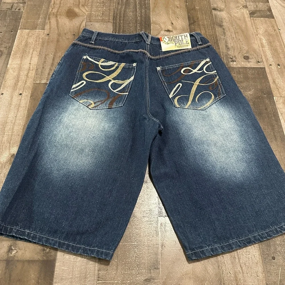 Vintage Southpole Shorts Mens 34 Blue Denim Jean Baggy Embroidered Skate Y2K 90